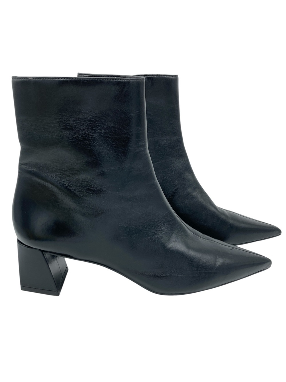 Steve Madden Ashli Leather Pointed Toe Block Heel Ankle Boots